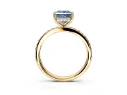 Solitaire Engagement Ring Setting for Fancy Blue Princess Cut Center with Fine Pave Band and Prong Head in Yellow Gold