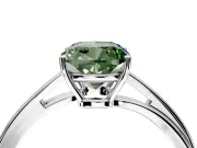 Solitaire Engagement Ring Setting for Fancy Green Cushion Cut Center with Plain Bypass Twist Band and Prong Head in Platinum