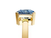 Solitaire Engagement Ring Setting for Fancy Blue Radiant Cut Center with Plain Band and Flat Tab Prong Head in Yellow Gold