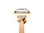 Cluster Engagement Ring Setting for Princess Cut Center with Milgrain Shoulder Clusters and Prong Head in Rose Gold