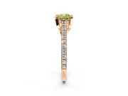 Solitaire Engagement Ring Setting for Fancy Yellow Cushion Cut Center with Widening Pave Band and Claw Prong Head in Rose Gold