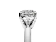 Solitaire Engagement Ring Setting for Cushion Cut Center with Wire Band and Prong Head in Platinum