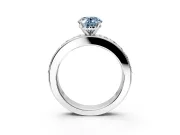 Solitaire Engagement Ring Setting for Fancy Blue Oval Center with Channel-Set Accents and Prong Head in Sterling Silver