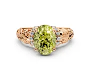 Solitaire Engagement Ring Setting for Fancy Yellow Oval Center with Filigree Accent Basket and Prong Head in Rose Gold