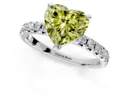 Solitaire Engagement Ring Setting for Fancy Yellow Heart-Shaped Center with Large Accents and Prong Head in White Gold