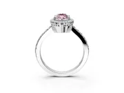 Halo Engagement Ring Setting for Fancy Pink Marquise Center with Inner Milgrain Border and Prong Head in Platinum
