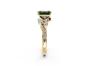 Solitaire Engagement Ring Setting for Fancy Green Emerald Cut Center with Marquise Accent Twist Band and Prong Head in Yellow Gold