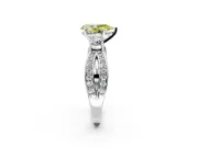 3 Stone Engagement Ring Setting for Fancy Yellow Pear-Shaped Center with Pave Twist Band and Prong Head in Platinum