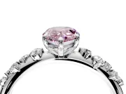 Cluster Engagement Ring Setting for Fancy Pink Pear-Shaped Center with Round Cut Accent Band and Prong Head in Sterling Silver