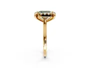 Single Halo Engagement Ring Setting for Fancy Green Asscher Cut Center with Corner Claws, Plain Band and Prong Head in Yellow Gold