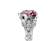 Solitaire Engagement Ring Setting for Fancy Pink Heart-Shaped Center with Marquise and Bezel Accents and Prong Head in White Gold