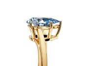 Solitaire Engagement Ring Setting for Fancy Blue Pear-Shaped Center with Plain Bypass Twist Band and Prong Head in Yellow Gold