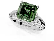 Solitaire Engagement Ring Setting for Fancy Green Asscher Cut Center with Filigree Accent Basket and Prong Head in Platinum