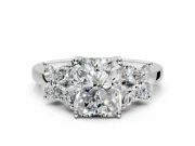 Floral Engagement Ring Setting for Radiant Cut Center with Marquise Cluster Shoulders and Prong Head in Platinum