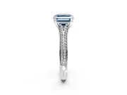 Solitaire Engagement Ring Setting for Fancy Blue Asscher Cut Center with Pave Rail Split Shank and Prong Head in White Gold