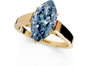 Solitaire Engagement Ring Setting for Fancy Blue Marquise Center with Tapered Split Shoulders and Prong Head in Yellow Gold