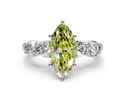 5 Stone Engagement Ring Setting for Fancy Yellow Marquise Center with Graduated Accents and Prong Head in Platinum