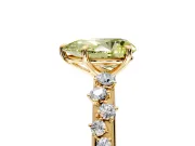 Cluster Engagement Ring Setting for Fancy Yellow Pear-Shaped Center with Round Cut Accent Band and Prong Head in Yellow Gold