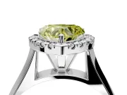 Halo Engagement Ring Setting for Fancy Yellow Heart-Shaped Center with Square Band and Prong Head in Sterling Silver