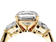3 Stone Engagement Ring Setting for Asscher Cut Center with Large Pear-Shaped Accents and Prong Head in Yellow Gold