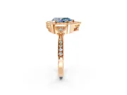 Halo Engagement Ring Setting for Fancy Blue Pear-Shaped Center with Milgrain Rim, Pave Band and Prong Head in Rose Gold