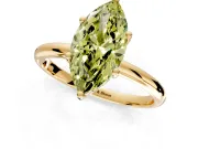 Hidden Halo Engagement Ring Setting for Fancy Yellow Marquise Center with Thin Round-Wire Band and Prong Head in Yellow Gold