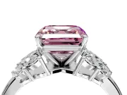 Leaf Cluster Engagement Ring Setting for Fancy Pink Asscher Cut Center with Marquise Accents and Prong Head in White Gold