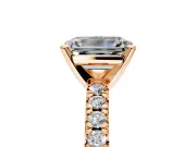 Solitaire Engagement Ring Setting for Emerald Cut Center with Large Accents and Prong Head in Rose Gold