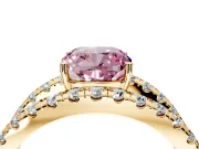 Solitaire Engagement Ring Setting for Fancy Pink Cushion Cut Center with Wide-Open Split Shank and Prong Head in Yellow Gold