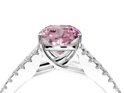 Solitaire Engagement Ring Setting for Fancy Pink Cushion Cut Center with Pave Split Shank and Prong Head in Sterling Silver