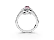 Milgrain Halo Engagement Ring Setting for Fancy Pink Marquise Center with Three-Sided Pave Band and Prong Head in White Gold