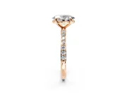 Solitaire Engagement Ring Setting for Oval Center with Pave Accents and Prong Head in Rose Gold