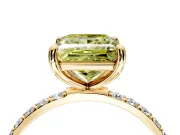 Solitaire Engagement Ring Setting for Fancy Yellow Princess Cut Center with Pave Accents and Prong Head in Yellow Gold