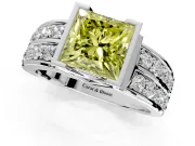 Bezel Engagement Ring Setting for Fancy Yellow Princess Cut Center with Wide Channel-Set Band and Bezel Head in Sterling Silver