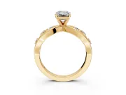 Solitaire Engagement Ring Setting for Emerald Cut Center with Criss-Cross Accent Band and Prong Head in Yellow Gold