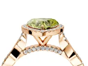 Halo Engagement Ring Setting for Fancy Yellow Heart-Shaped Center with Twist Band and Prong Head in Rose Gold