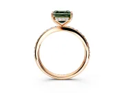 Solitaire Engagement Ring Setting for Fancy Green Asscher Cut Center with Fine Pave Band and Prong Head in Rose Gold