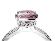 Solitaire Engagement Ring Setting for Fancy Pink Princess Cut Center with Raised Channel Band and Prong Head in White Gold