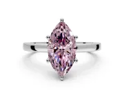 Solitaire Engagement Ring Setting for Fancy Pink Marquise Center with Basket Rail and Prong Head in Platinum