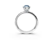 Solitaire Engagement Ring Setting for Fancy Blue Marquise Center with XO Engraved Band and Prong Head in Sterling Silver
