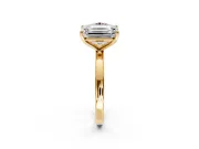 Fancy Pink Round Cut and Emerald Cut Lab-Grown Diamond Toi et Moi Engagement Ring with Prong-Set Stones in Yellow Gold