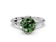 Solitaire Engagement Ring Setting for Fancy Green Round Cut Center with Milgrain Cathedral Band and Prong Head in Platinum