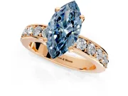 Solitaire Engagement Ring Setting for Fancy Blue Marquise Center with Channel-Set Accents and Prong Head in Rose Gold
