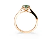 Solitaire Engagement Ring Setting for Fancy Green Oval Center with Tapered Shoulders and Prong Head in Rose Gold