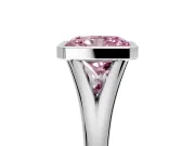 Solitaire Engagement Ring Setting for Fancy Pink Radiant Cut Center with V Split Shank and Bezel Head in Sterling Silver