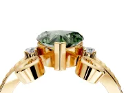 Solitaire Engagement Ring Setting for Fancy Green Heart-Shaped Center with Twisted Band and Scroll Prong Head in Yellow Gold