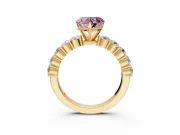 Shared-Prong Engagement Ring Setting for Fancy Pink Heart-Shaped Center with Graduated Accents and Prong Head in Yellow Gold