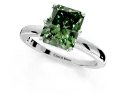 Solitaire Engagement Ring Setting for Fancy Green Radiant Cut Center with Plain Band and Tulip Prong Head in Sterling Silver
