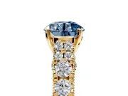 Solitaire Engagement Ring Setting for Fancy Blue Round Cut Center with Pave Cathedral Shoulders and Prong Head in Yellow Gold