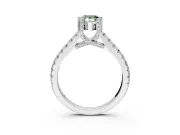 Solitaire Engagement Ring Setting for Fancy Green Pear-Shaped Center with Widening Pave Band and Claw Prong Head in Platinum